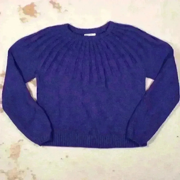MARINE LAYER Royal Purple Knit Sweater Pleated Neck Merino Wool Women Small - Picture 1 of 12